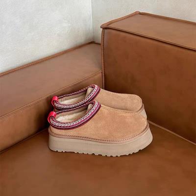 Sangpo Ethnic-Style Women's Winter Boots - Leather & Fur, Thick Sole, Height-Boosting, Velvety Warmth, Cotton Lining