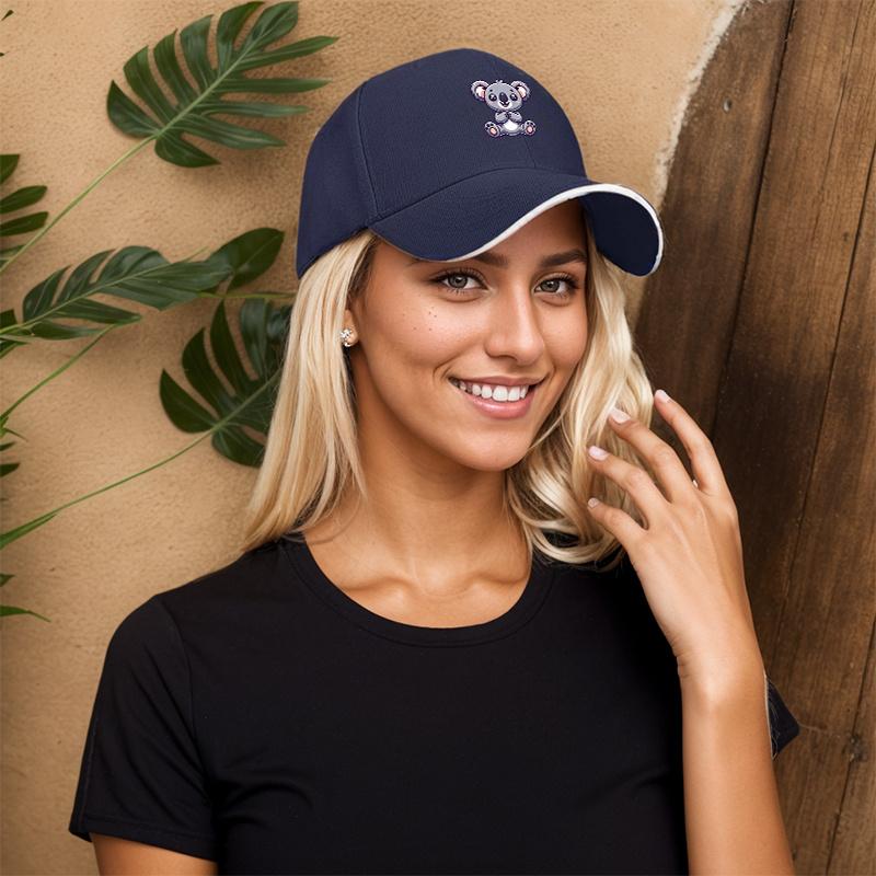 Urocza Czapka Baseballowa z Nadrukiem Koali Unisex Poliestrowa Regulowana Snapback Codzienna Outdoorowa Sportowa Nakrycie Głowy