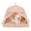 Pet Dog Tent House Floral Print Enclosed Cat Tent Bed Indoor Folding Portable Comfortable Kitten Bed Kennel For Small Pets