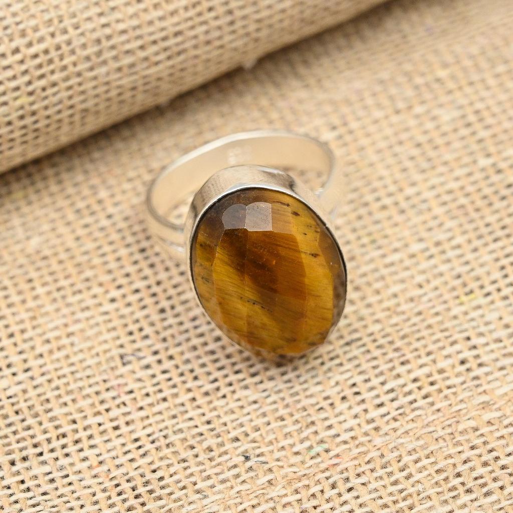 Tiger Eye Gemstone Handmade Solid 925 Sterling Silver Ring Jewelry