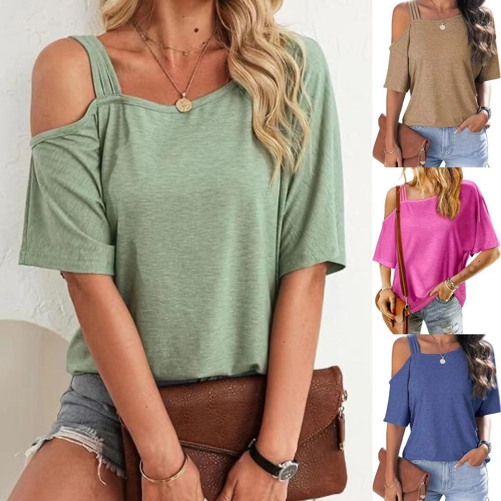 2024 Women's Casual Off-the-Shoulder Short-Sleeve T-Shirt