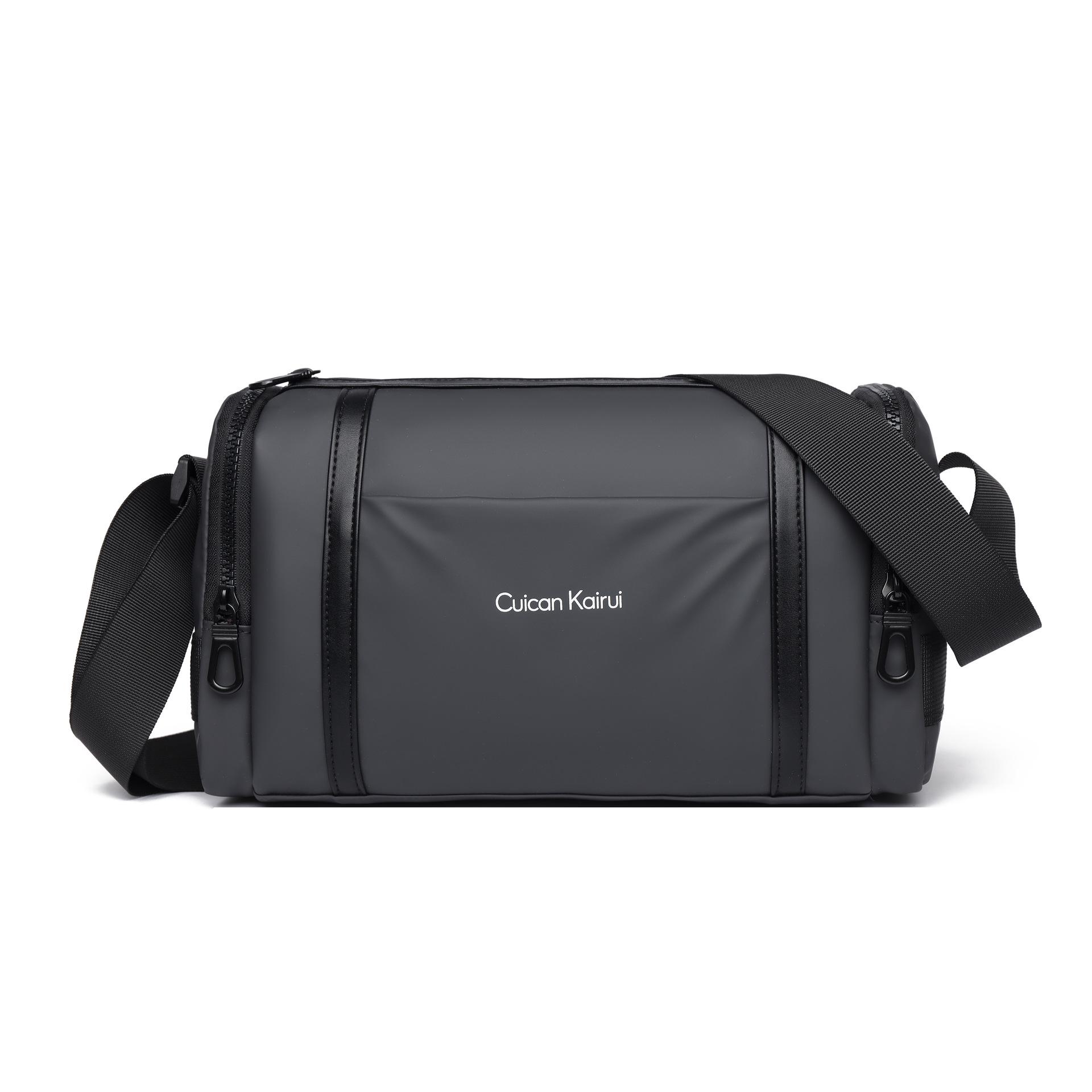 

Универсальный мужской кожаный рюкзак большой вместимости: Модная сумка-мессенджер на одно плечо серый