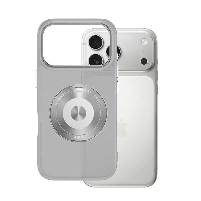 Coque avec Anneau 360° - BOOLING - pour iPhone 17 Pro - Hybride avec Anneau Magnétique Rotatif - Gris