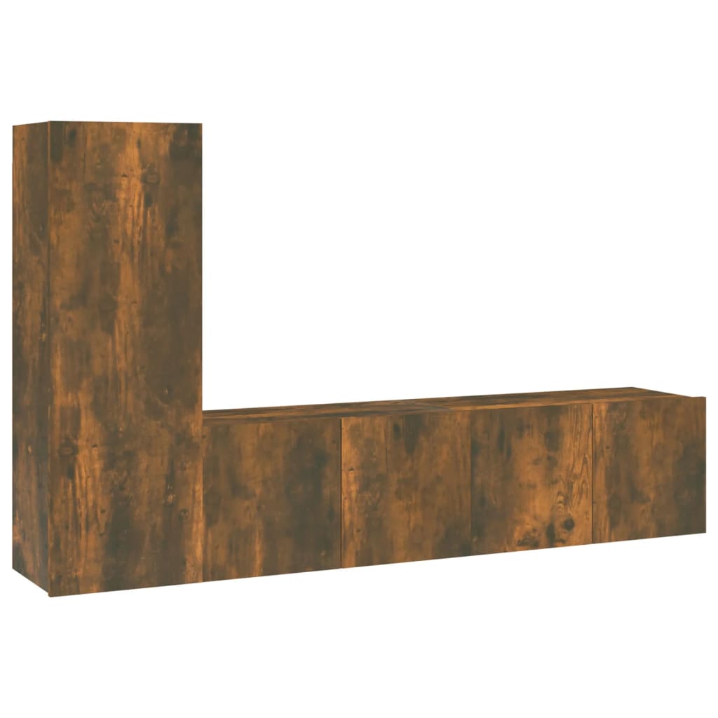 3 piece TV cabinet set smoked oak effect particleboard