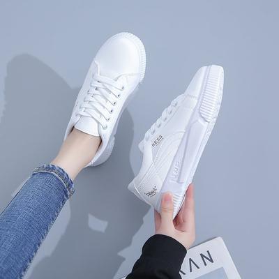 Spring Women's Korean Style New White Shoes Women's Muffin Bottom Casual Printing Student Sneakers Solid Color Sneakers Women's