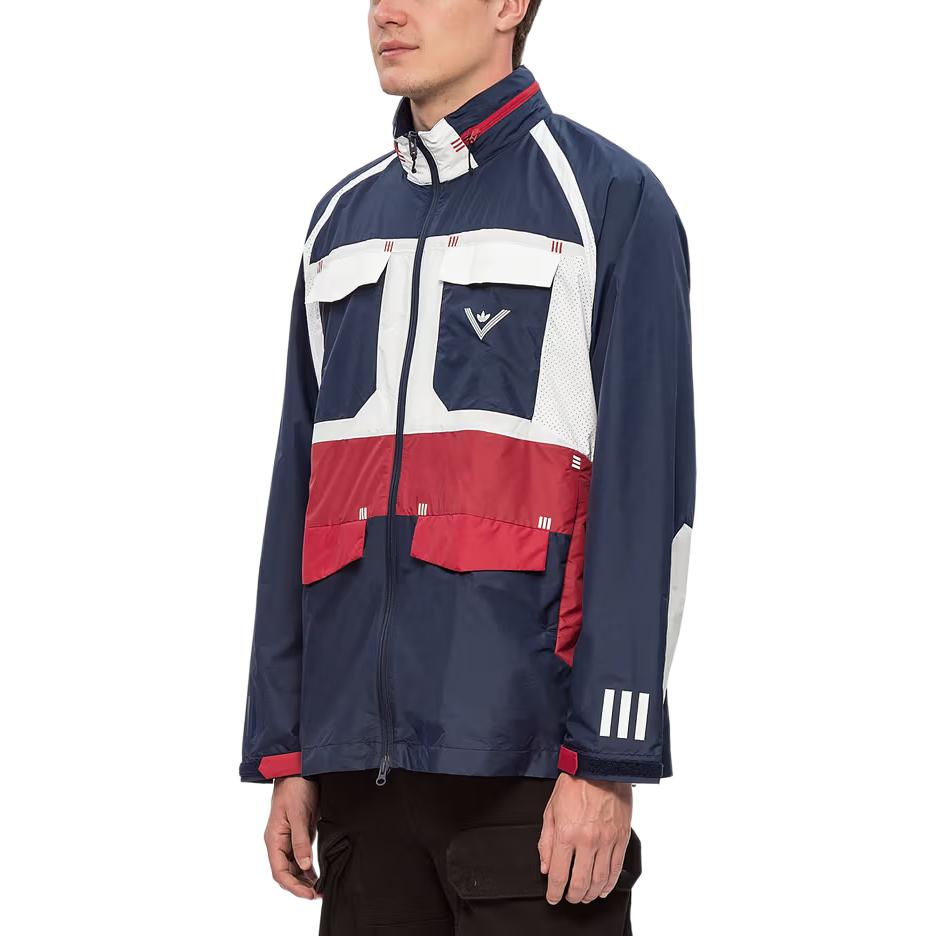 Adidas Originals Color Block Retro Sports Stand Collar Jacket Men Jacket Blue BQ0936