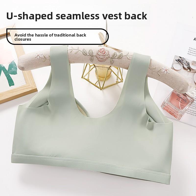 Seamless Ice Silk Bra for Mature Women Front Closure Fixed Cup Thin Tank Top Wireless Sports Bra Push Up Comfortable Supportive Underwear