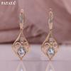 PATAYA Classical Rose Gold Color Green Light Blue Artificial Zircon Earring Ring Pendant  Necklace Combination Set