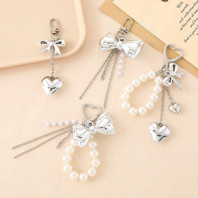 Creative Pearl Heart Phone Strap Bag Charm Accessory for Phone Case Keychain Decor
