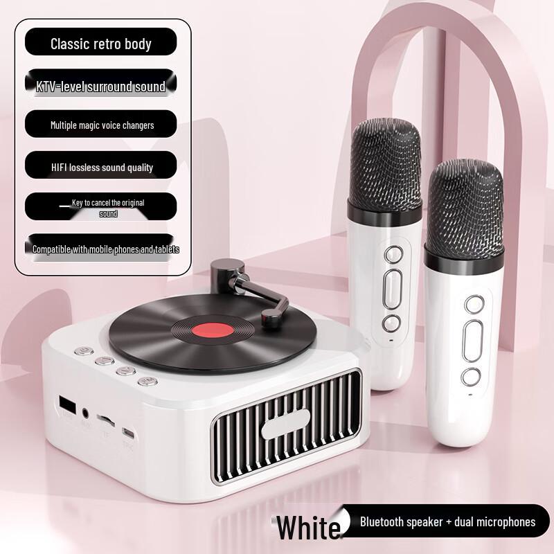 Weizhi Retro Mini Turntable Bluetooth Speaker with Dual Mics CN Plug (adapter Included)