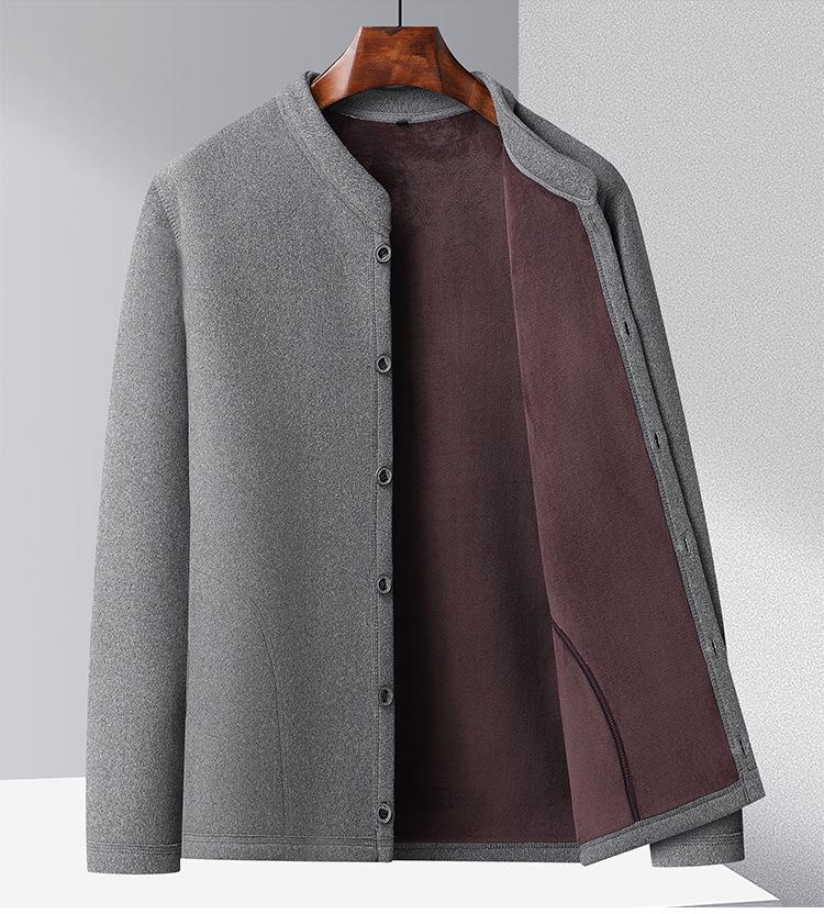 Men's Winter Plus Velvet Cardigan Jacket for Middle-Aged & Elderly - Warm Inner Cotton Layer for Dads