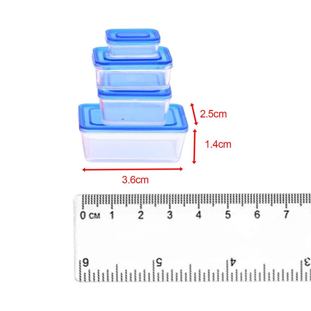 4x 1:12 Dollhouse Bento Lunch Boxes Miniature Model Bento Box Food Storage