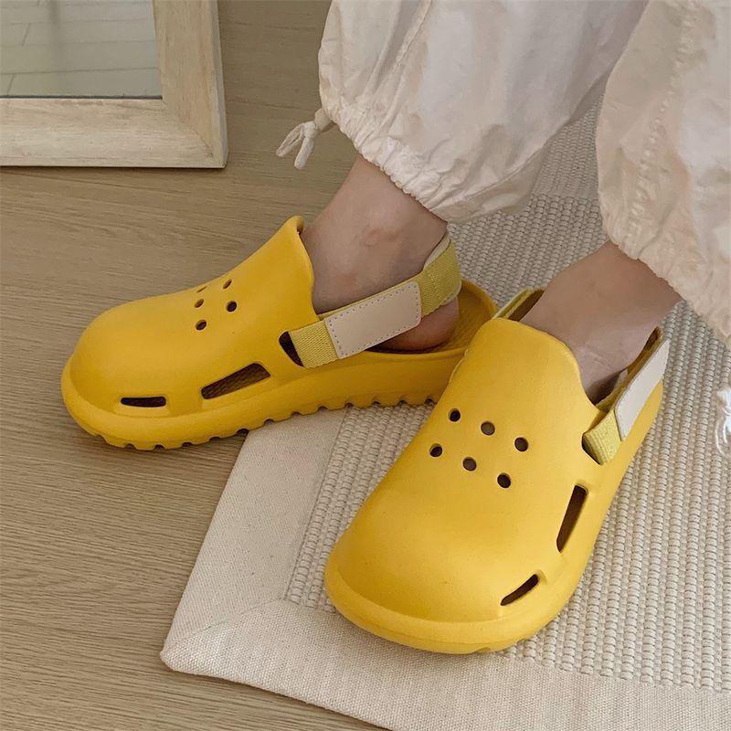 

Thin Strip Casual Slip-on Sports Closed Toe Sandals Baby Boy and Girl Summer Matching Outwear Eva Unisex Style Hole Shoes Ginger yellow [neutral wind]] 39-40