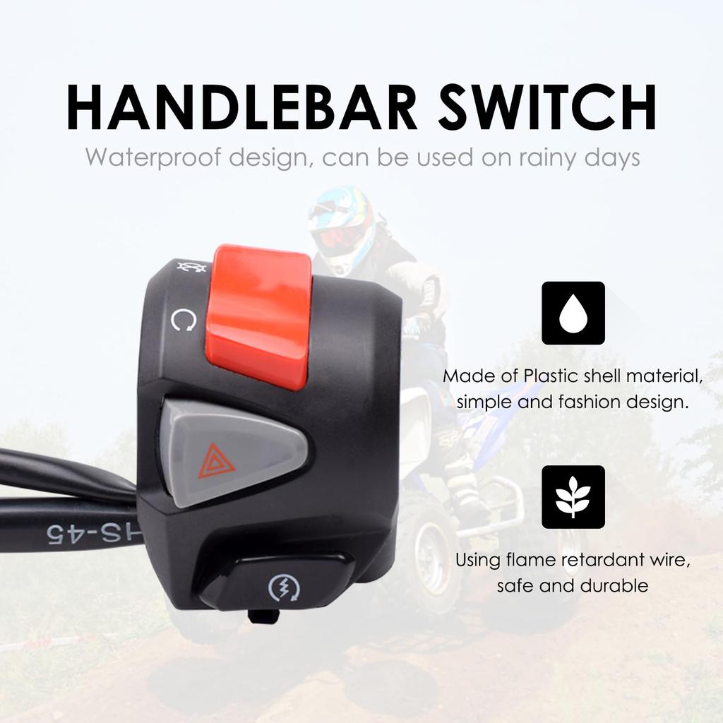 Motorcycle 22mm Steering Wheel Switch with Start/End Headlight/Warning Light Switch