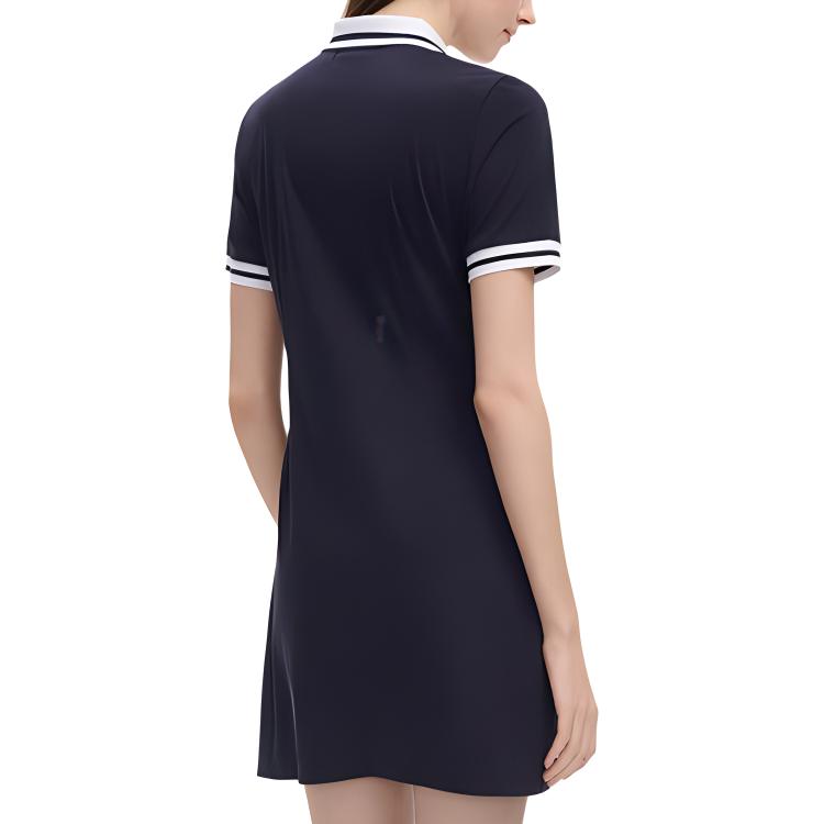Fila Fashion Casual Classic Polo Collar Short Sleeve Dress Women Dresses Legendary-Blue F51W429302ANV