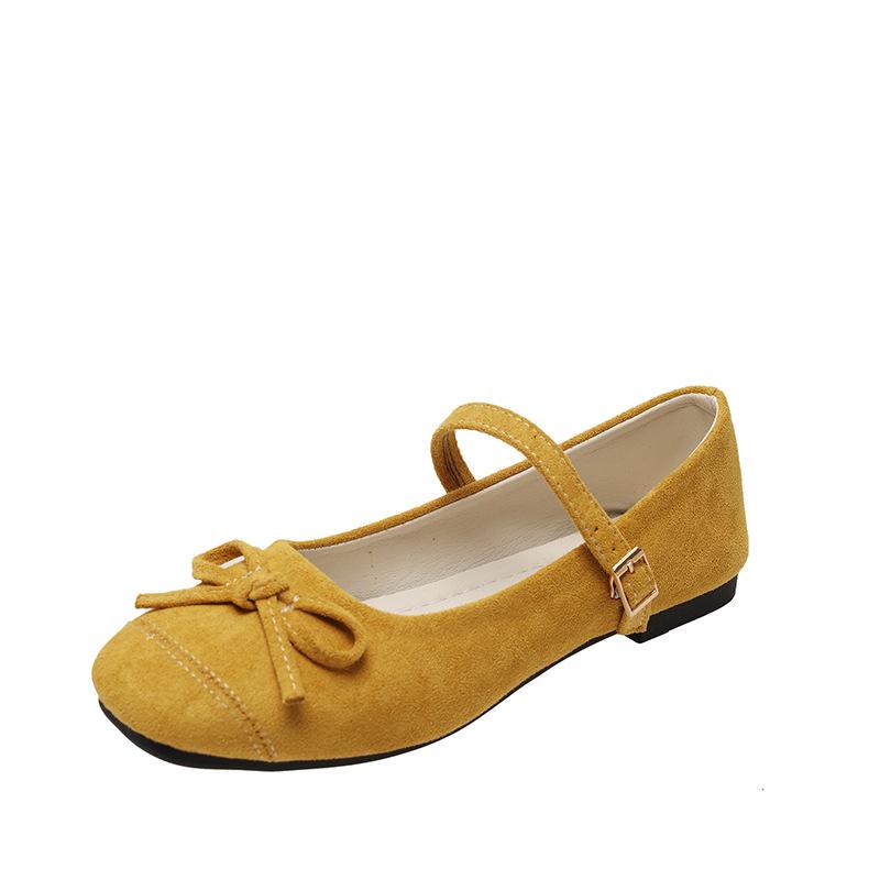 Soft-soled bow French small square head light mouth single shoes women's 2025 spring new one-word belt four-season commuting flats
