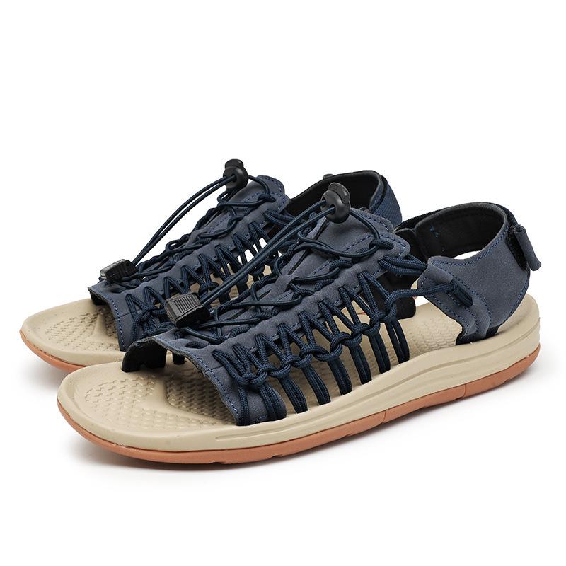 Men's Sandals Fashion Handmade Roman Sandals Summer Hollow Mesh Sandals Outdoor Non Slip Wading Shoes for Men Casual Beach Shoes