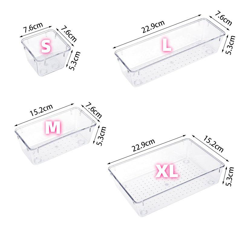 Clear Compartment Drawer Organizer: Long Divided Plastic Storage Box for Cutlery & Under-Desk Use