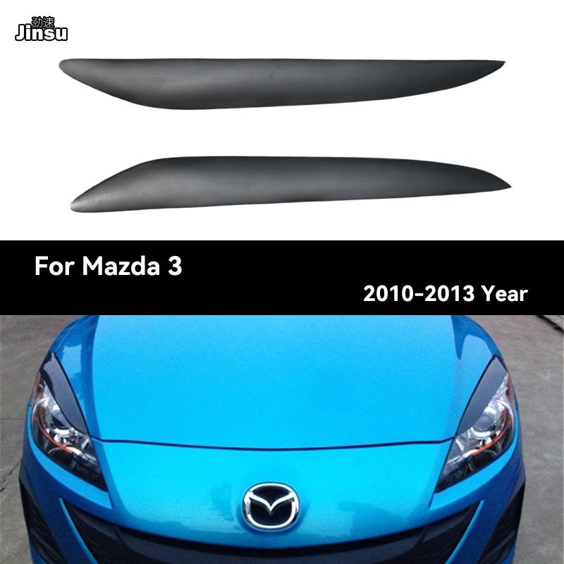 Carbon Fiber Car Headlight Eyebrows Cover Trim Sticker Head Lamp Eyelid For Mazda 3 M3 2010 - 2013 Fiber Glass Matt Black Primer