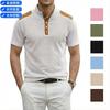 Mens Waffle Knit Henley Collar Short Sleeve Polo Shirt