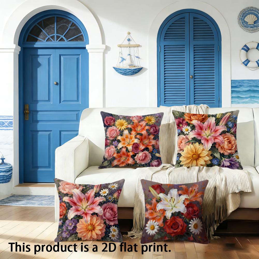 1/4pcs Floral Patterned Pillow Covers for Cozy Decor Sofa Cushion Cover Home Bedroom Room Decoration