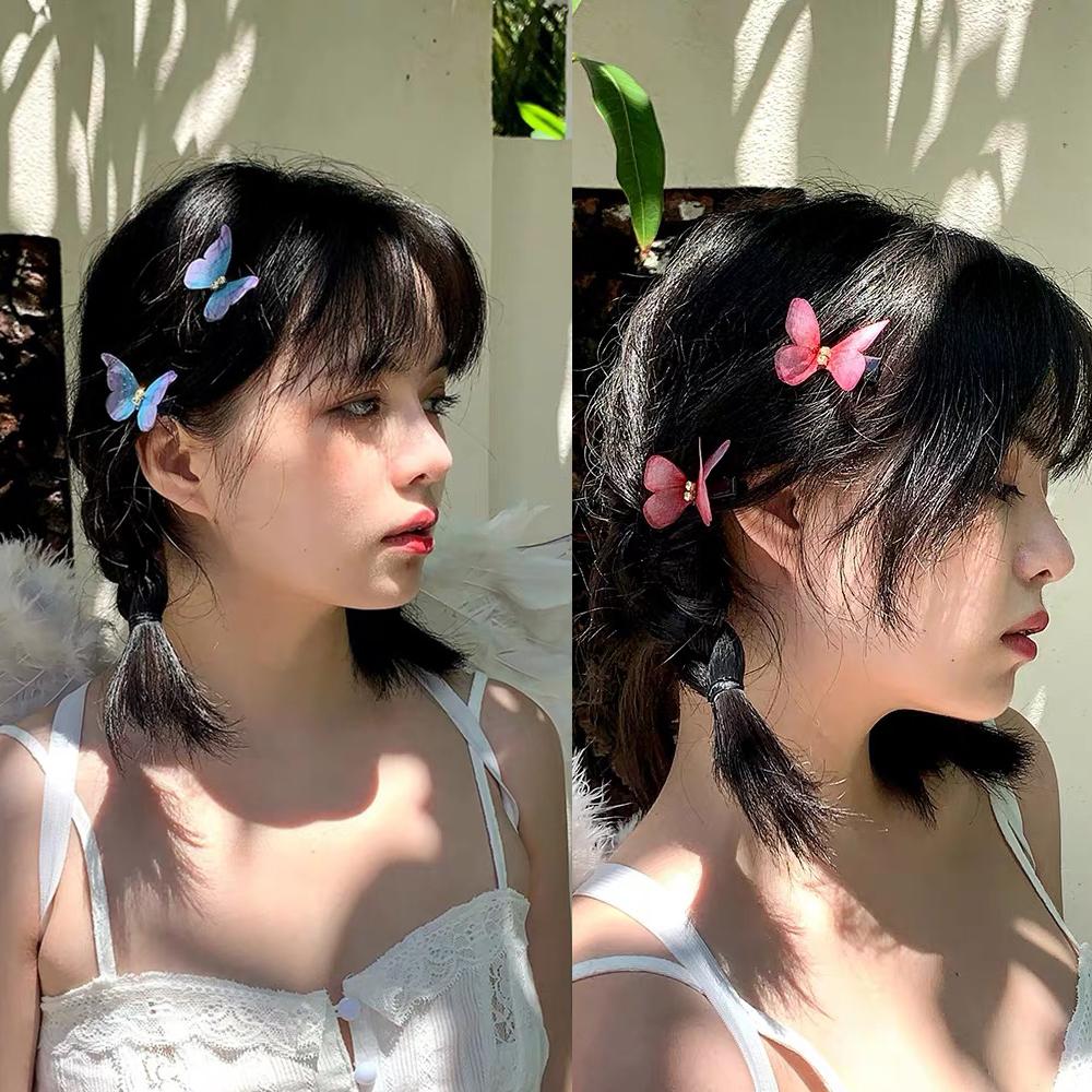 Molans 6Pcs/Set Butterfly Hairpin Hair Clips Rainbow Hairpin Duckbill Clip Hairgrip for Women Hair Accessories Headpieces