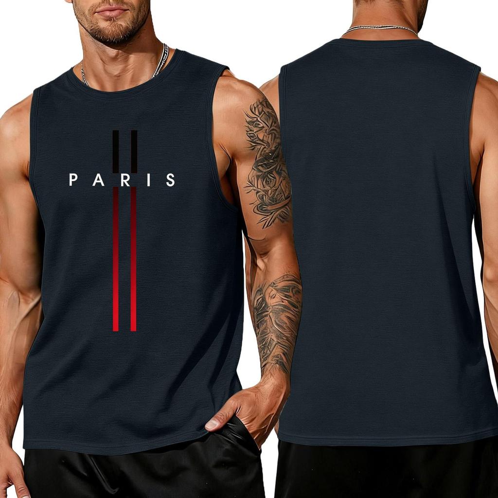 Débardeur Tendance Lâche et Décontracté pour Homme avec Imprimé Lettres, Haut Sportif Respirant sans Manches pour Homme