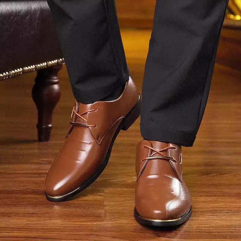 FashionPointed Toe Brown Dress Shoes Man Black Social Shoe for Men Italian Cheap Clearance Legitimate Leather 39 High Quality Fashion
