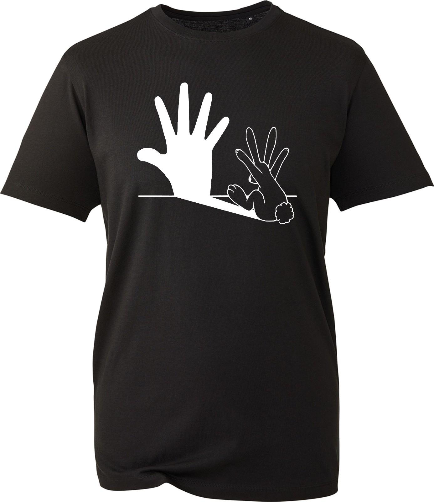 Shadow Puppet Rabbit T-Shirt Funny Hand Illusion Graphic Tee Artist Gift UK L