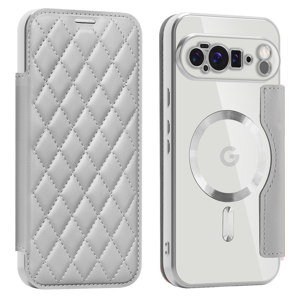 For Google Pixel 10 Pro XL Magnetic Case Rhombus PU Leather Phone Cover