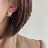 Huitan Cute Starfish Women Stud Earrings Gold Color Sweet Party Engagement Charming Accessories Inlaid Shiny CZ Chic Jewelry