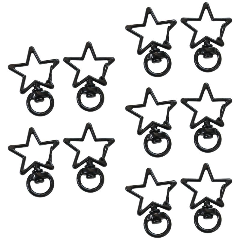 

Easy Install Five Point Star Clasps Mixed Color Metallic Star Pendants Lightweight For Keychains And Art Creation чёрный