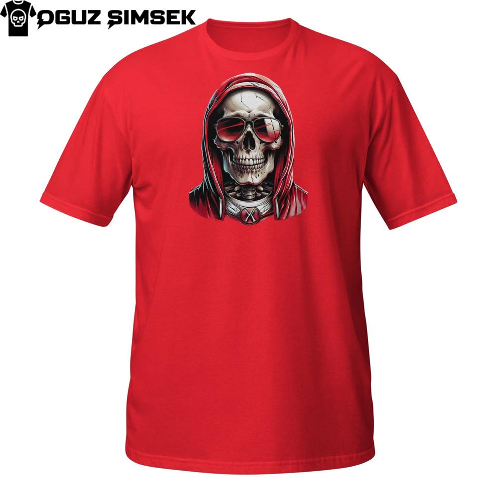 

Hooded Skeleton Streetwear T-Shirt – Urban Skull Art Graphic Tee L