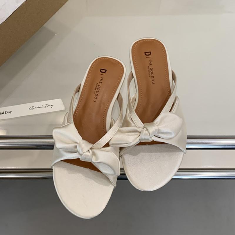 

Fashion Bailamos 2025 Summer Brand New Women Slipper Fashion Bow-knot Slip On Ladies Sandal Shoes Flat Heel Outdoor Casual Dress Slide 39 абрикосовый