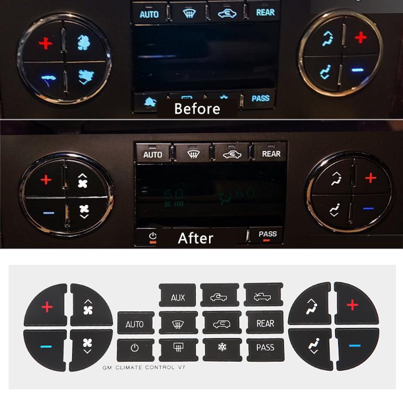 AC Dash Button Sticker Repair For GM Tahoe Suburban Avalanche Silverado Yukon