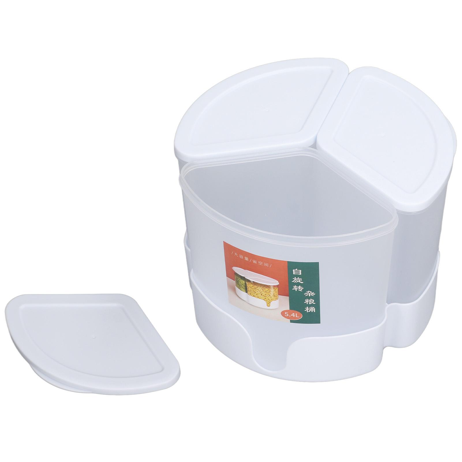 

Grain Dispenser 360 Degree Rotating 3 Compartment Sealed Dry Food Container for Kitchen Counter Storage Organization L