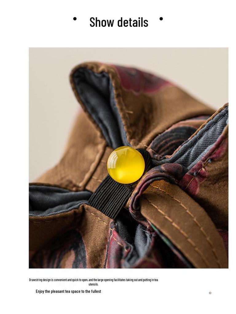 Portable Silk Travel Tea Set Bag for Outdoor Tea Ceremony