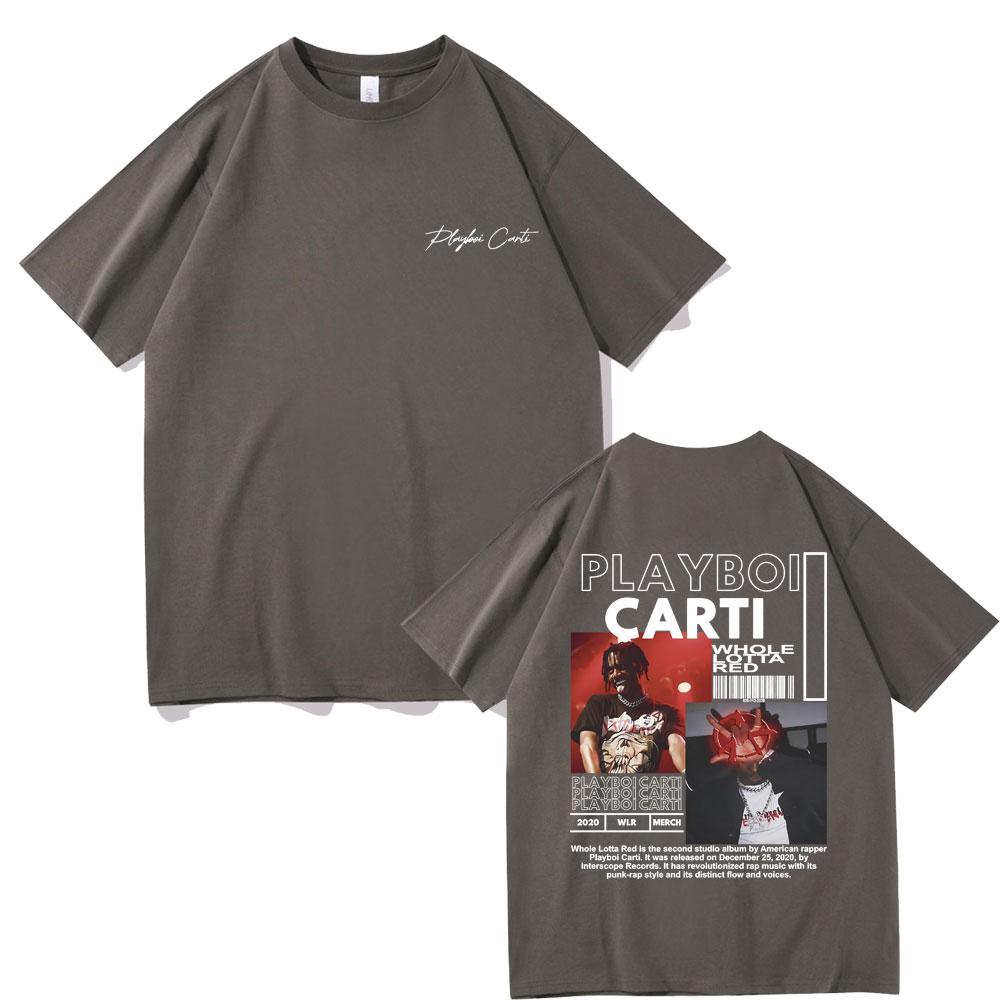Rapper Playboi Carti Whole Lotta Red 2020 Album Graphic Tshirt Men Hip Hop Vintage T-shirt Short Sleeve Street Oversized T Shirt