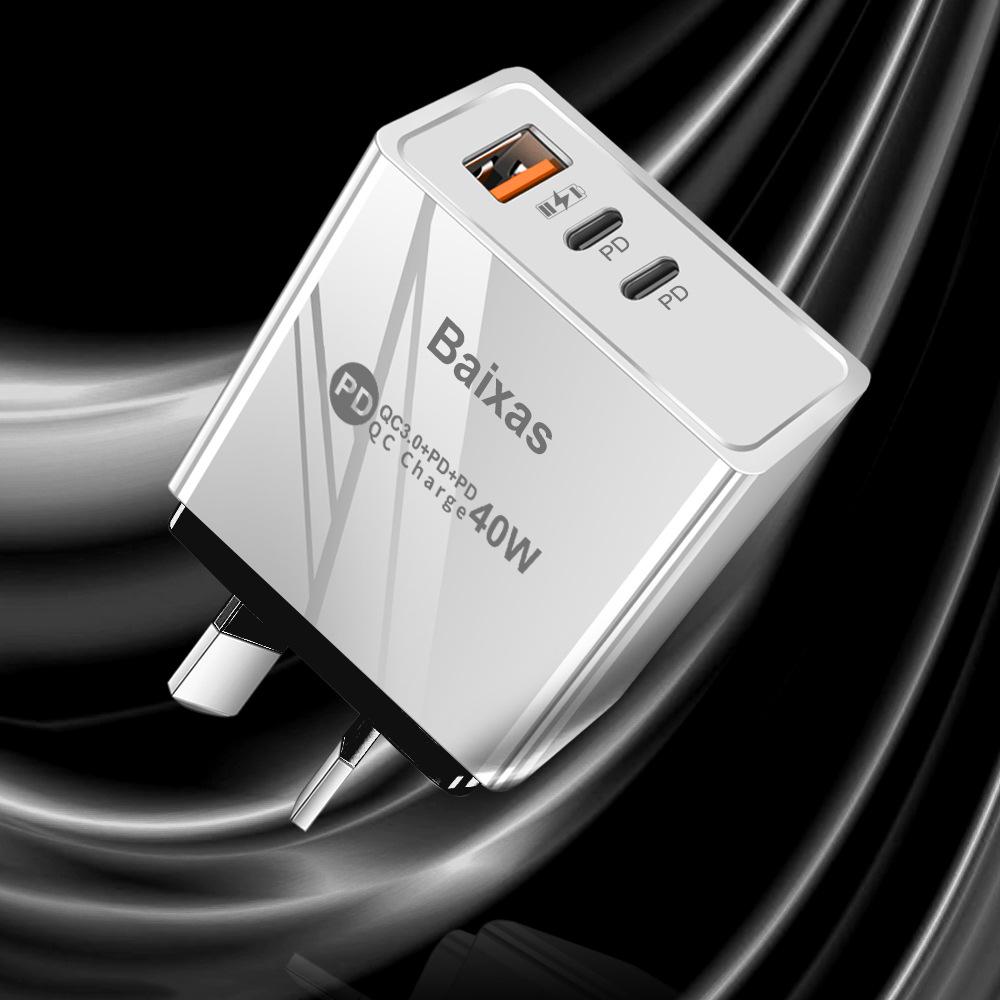 Universal Power Adapter Charger for US/EU/UK - 1U+2PD Standard.