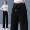 Solid Drawstring Straight Leg Sweatpants Casual High Waist Loose Pants Women's Clothing