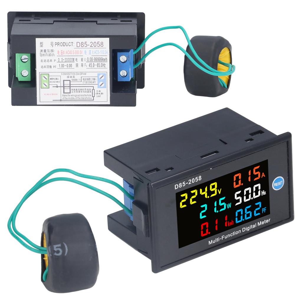 Power Monitor Einphasig LCD Digital Display Spannung Strom Meter Tester AC 40 ‑ 300 V