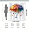1pc Vibrant Multicolored Umbrella with Floral & Raindrop Design Shower Curtain, Whimsical Elegance, 70.86x70.86in, 12 Hooks, P