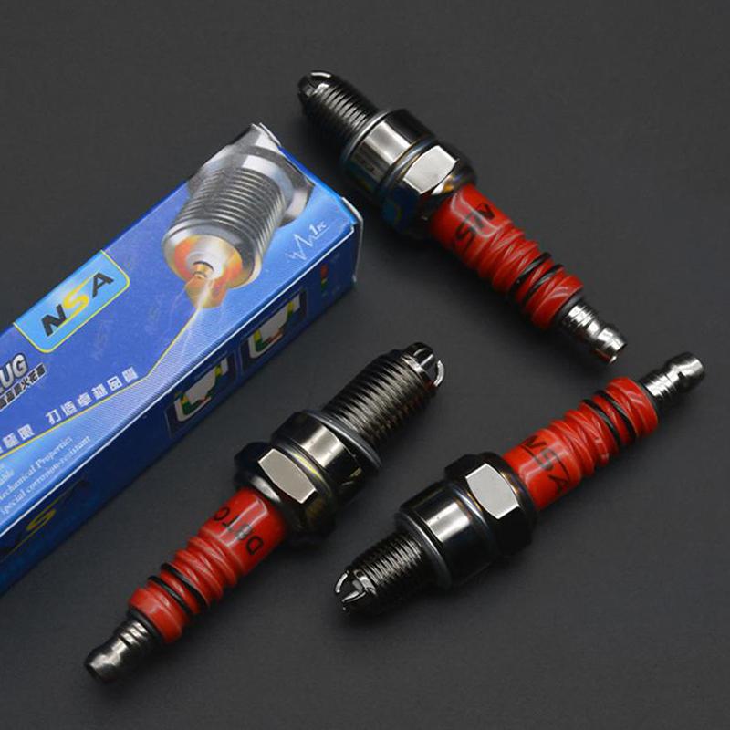 1PCS 10mm Motorcycle Iridium Spark Plug Three Jaw Three-Pole Energy-saving Spark Plug For A7TC D8TC 110 125 150 With Sleeve