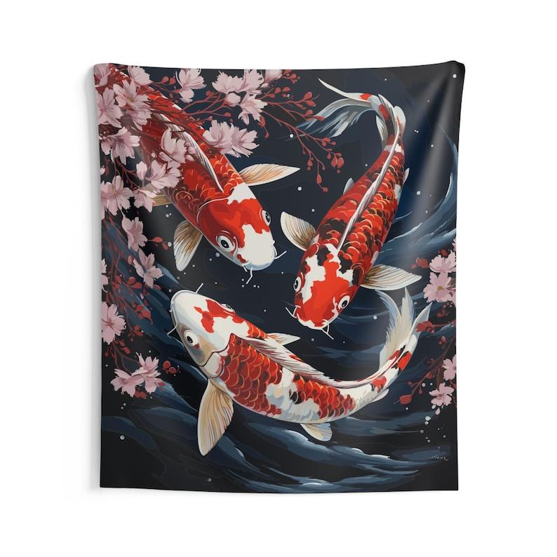 Japanese Koi tapestry 75x100 чёрный