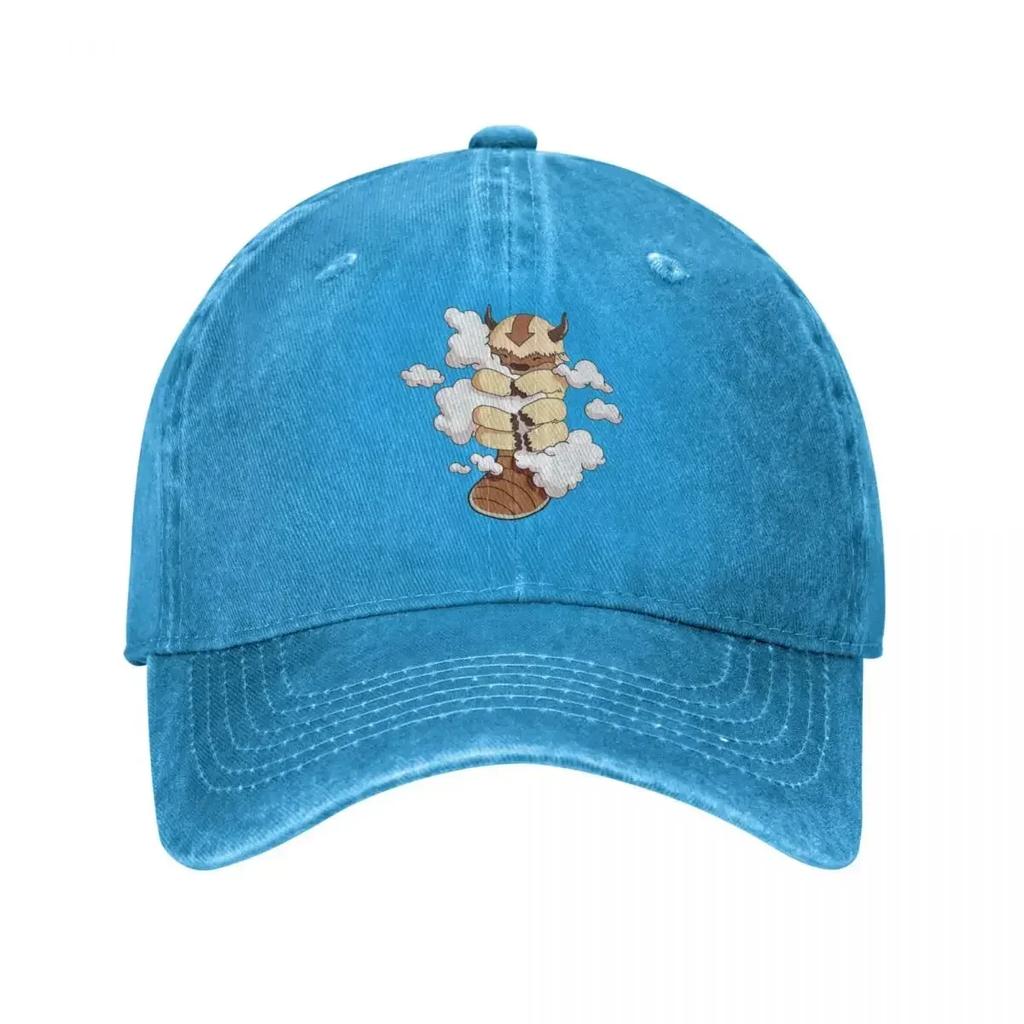 Appa Cuddling Clouds  Avatar The Last Airbender Baseball Caps Denim Hat Outdoor Adjustable Casquette Sports Baseball Cowboy Hat