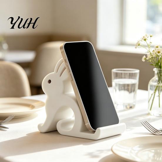 Cute Rabbit Phone Holder Holder, 3D Printed Cell Stand, Bunny Unique Gift for Her Shape Mobile Universal Hands-Free Desktop Mount Smartphones