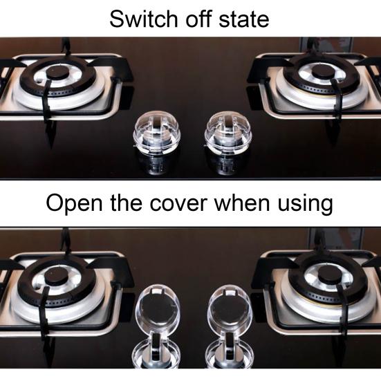 1 Pair Covers Stove Safety Transparent Heat-resistant PC Kitchen Safety Guard Gas Knob