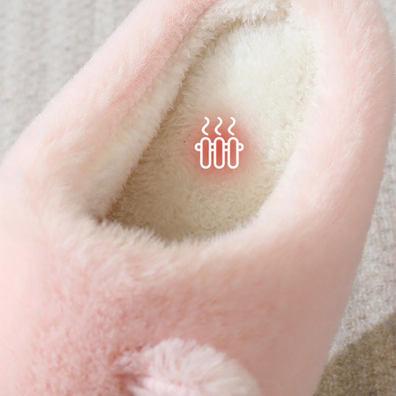 Fashion Shevalues Winter Furry Cotton Slippers For Women Slip On Home Slippers Cartoon Cat Slides Plush Lining Cozy Warm Women Slippers