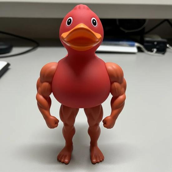 Muscle Duck Figurine The Gym Bro of The Duck World 3D Printed Muscular Duck Statue Gift for Fitness Lovers Protein Powder Hoarders