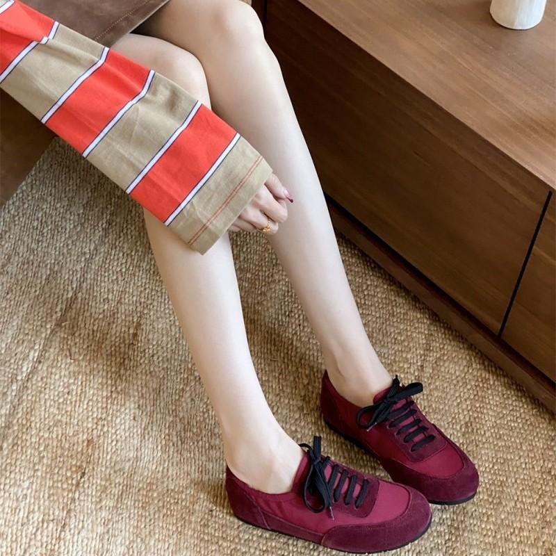 2025 Korean version spring new fashion casual women's single shoes flat-soled lace-up sports shoes
